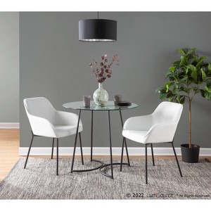 Set of 2 Daniella Velvet/Steel Dining Chairs Black/White - LumiSource: Upholstered Armrests, Foam Padding - 1 of 4