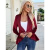 Womens Long Sleeve Velvet Blazer Jacket Suit Open Front Ruffle Work Office Cardigan Coat - 4 of 4