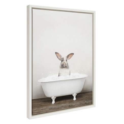 Kate And Laurel Sylvie Bunny In Rustic Bath Framed Canvas By Amy ...