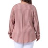 Agnes Orinda Women's Plus Size V Neck Striped Long Sleeve Button Down Blouses - 4 of 4