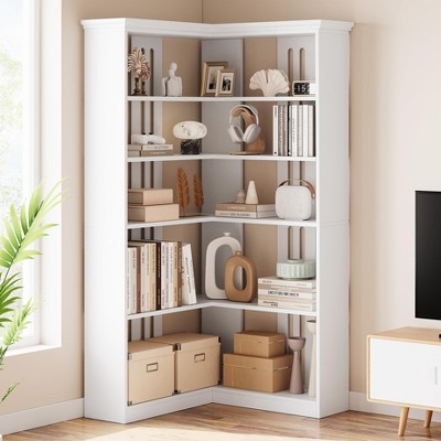 Corner Bookshelf 72.8in Farmhouse Bookcase Large Bookshelf