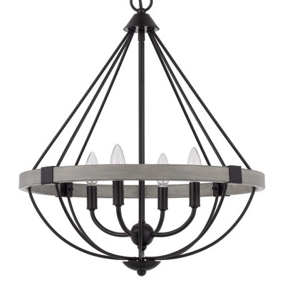 Cal Lighting 24.125" Height Somersworth Whitewash and Black Metal Chandelier