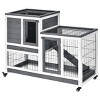 Wooden Rabbit Hutch with Wheels and Ramp Indoor Outdoor Bunny Cage with Enclosed Run Removable Tray for Small Pets - LAOTIES - 4 of 4