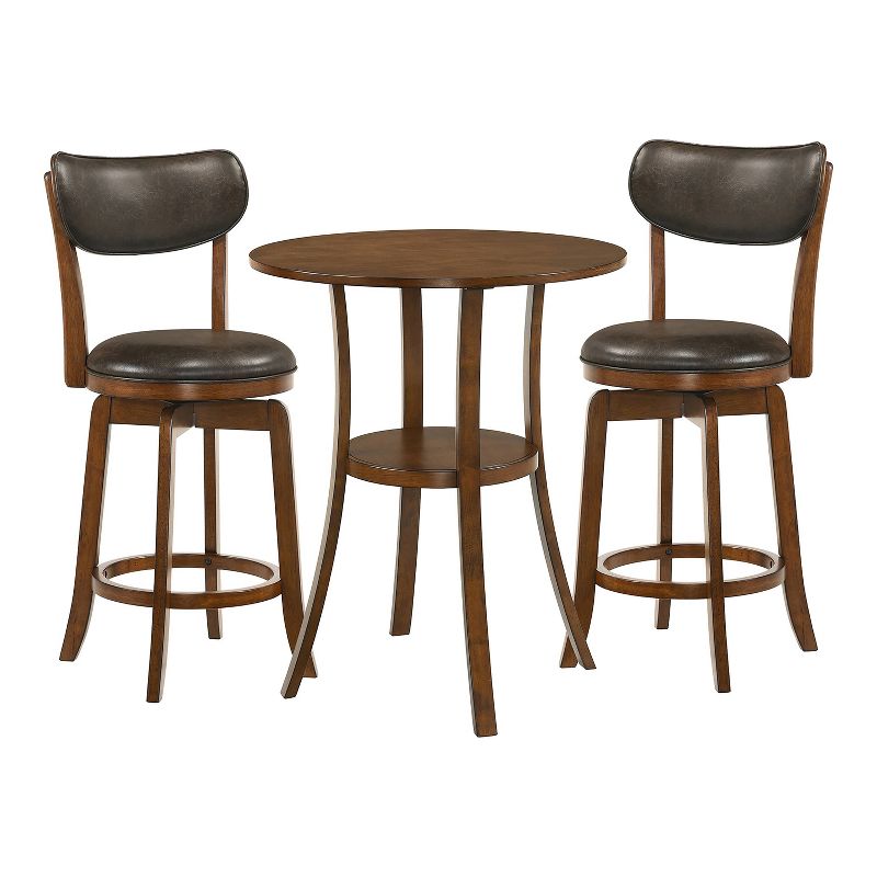3pc Singhe Transitional Counter Height Dining Set Brown/Merlot - HOMES: Inside + Out, 1 of 14