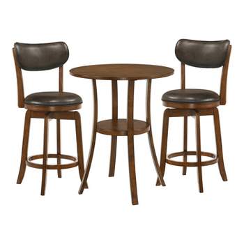 3pc Singhe Transitional Counter Height Dining Set Brown/Merlot - HOMES: Inside + Out