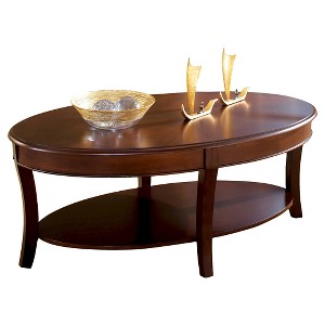 Troy Oval Cocktail Table Brown Cherry - Steve Silver Co.: Hardwood Frame, Veneer Finish, Fixed Shelf - 1 of 3