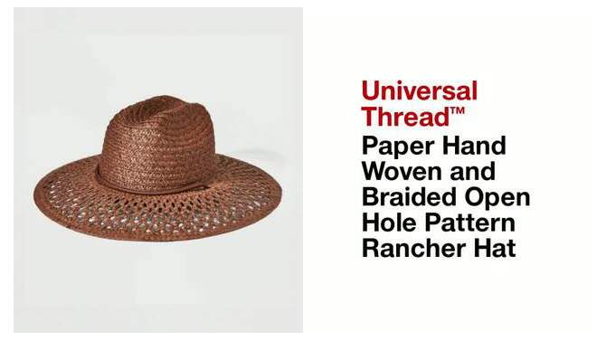 Paper Hand Woven and Braided Open Hole Pattern Rancher Hat - Universal Thread™, 2 of 6, play video