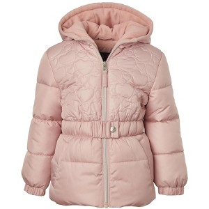 Pink Platinum Big Girl Heart Quilt Puffer Jacket with Belt Detail - 1 of 2