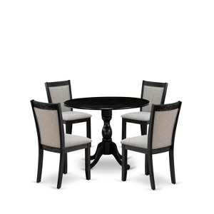 HomeStock 5-Piece Natural Oak Finish Solid Wood Top Dining table with 4 Chairs with Drop Leaf Lattice Back - 1 of 4