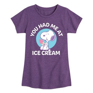 Girls' - Peanuts - You Had Me At Ice Cream Fitted Short Sleeve Graphic T-Shirt - 1 of 4