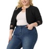 Agnes Orinda Women's Plus Size Mesh Long Sleeve Open Front Office Cropped Shrug - 2 of 4