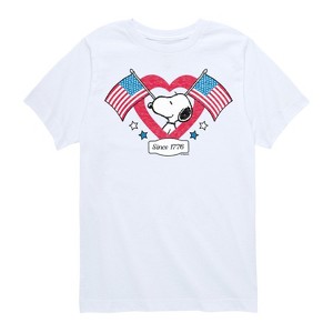 Boys' - Peanuts - Snoopy Since 1776 Flag Heart Short Sleeve Graphic T-Shirt - 1 of 4