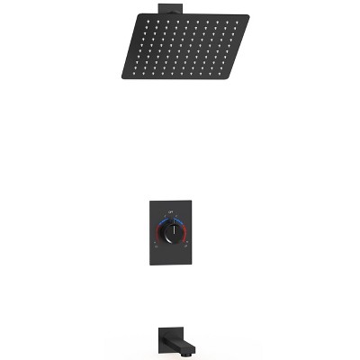 Matte Black Wall Mounted Rain Shower Faucet Set