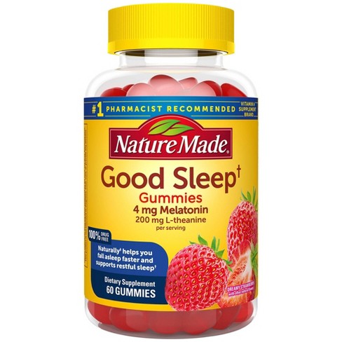Nature Made Good Sleep Gummies - Melatonin 4mg + L - Theanine 200mg - Dreamy Strawberry - 60ct - image 1 of 4