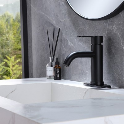 Matte Black Stainless Steel Single-Handle Bathroom Faucet