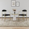 Bouclé Dining Chairs Set of 2, Mid-Century Modern Upholstered Chairs with Round Backrest and Metal Legs – Cuddlewood - 2 of 4