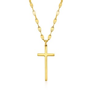 Ross-Simons Italian 18kt Gold Over Sterling Cross and Mirror-Link Chain Necklace - 1 of 4
