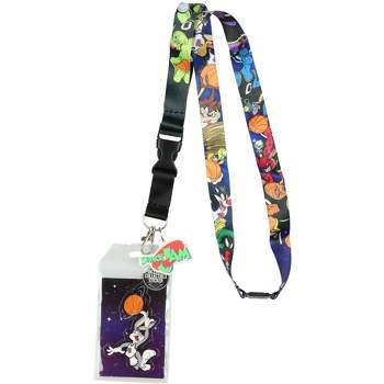 Space Jam Character Lanyard ID Holder With Mask Rubber Charm And Sticker Multicoloured
