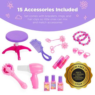 Best Choice Products Kids Vanity Mirror Set Girl Pretend Play Toy W ...
