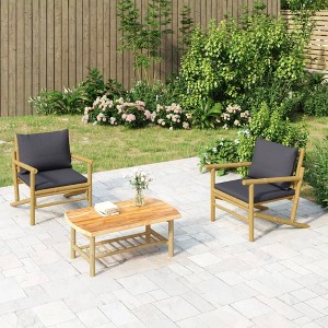 vidaXL Patio Coffee Table 35.4 in.x21.7 in.x14.6 in. Bamboo - 1 of 4