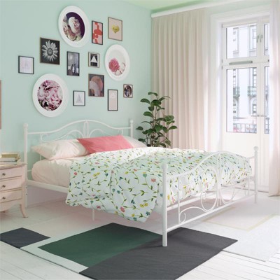 Bombay Metal Bed King Size Frame with Underbed Storage in White - DHP