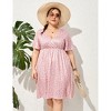 Coolmee Women's Plus Size Wrap V Neck Short Ruffle Sleeve A Line Midi Dress - 2 of 4