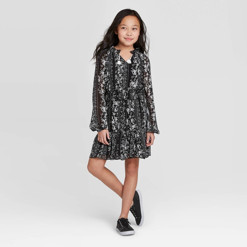 Girls' Smocked Ruffle Dress - art class Black M was $18.99 now $13.29 (30.0% off)