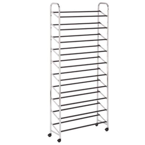 Chrome 10-Tier Rolling Shoe Rack