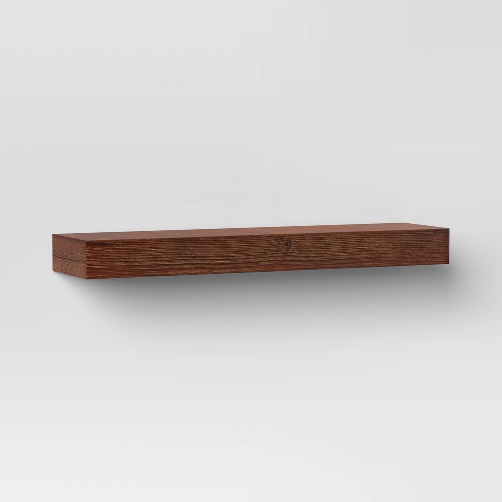 Photos - Wall Shelf 24" Floating Dark Wood Shelf Walnut Brown - Threshold™