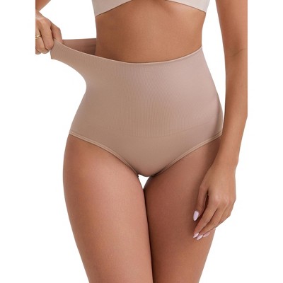 INSPIRE CHIC Women's High-Waisted Tummy Control Butt Lifting Seamless Solid Body Control Panties 2 Packs