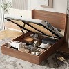 YONWAY Queen Bed Frame with lift storage - 82 IN grooved undulating lift storage bed frame, slatted natural wood, no spring box required/no noise - 2 of 4