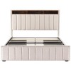 Okak Modern Beige Large-sized Platform Bed with Charging Port & Storage Headboard,Upholstered Bed Frame for Primary Bedroom - 2 of 4