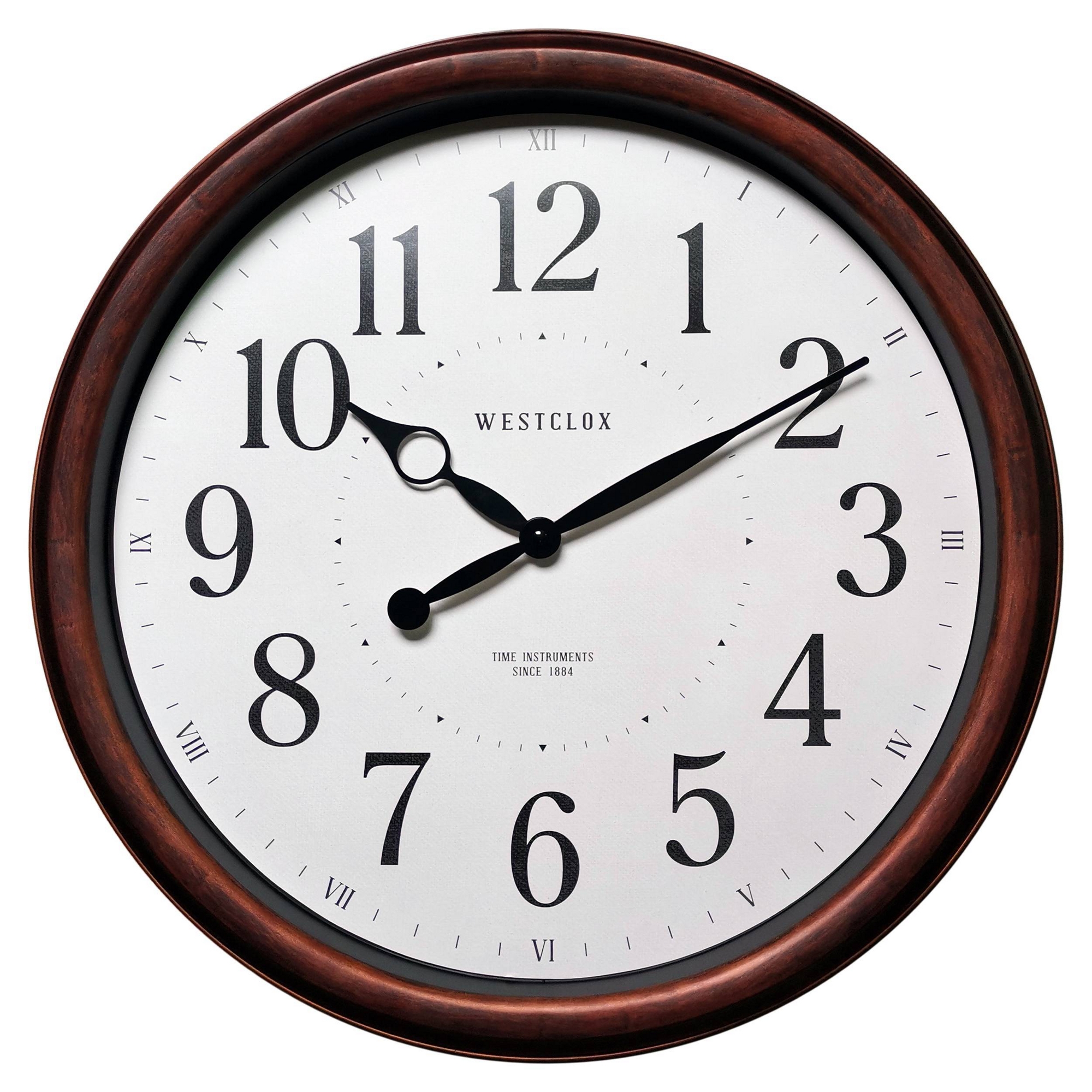 Westclox 20" Woodgrain Finish Wall Clock: Modern Analog, Indoor Use, No Battery Included