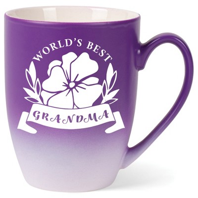 Elanze Designs World'S Best Grandma Two Toned Ombre Matte Purple and White 12 ounce Ceramic Stoneware Coffee Cup Mug