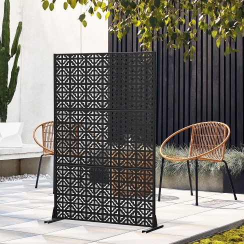 Neutypechic Metal Outdoor Privacy Screen Freestanding Patio Decorative ...