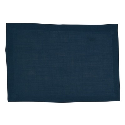 Navy Blue Polyester Rectangle Placemats with White Border (Set of 4)