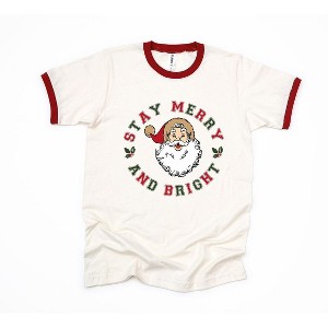 Simply Sage Market Women's Stay Merry and Bright Circle Short Sleeve Ringer Tee - 1 of 3
