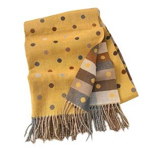 Anna-Kaci Reversible Polka Dot Scarf with Soft Fabric and Fringe Trim 78.5×25.5 Inches - 1 of 4