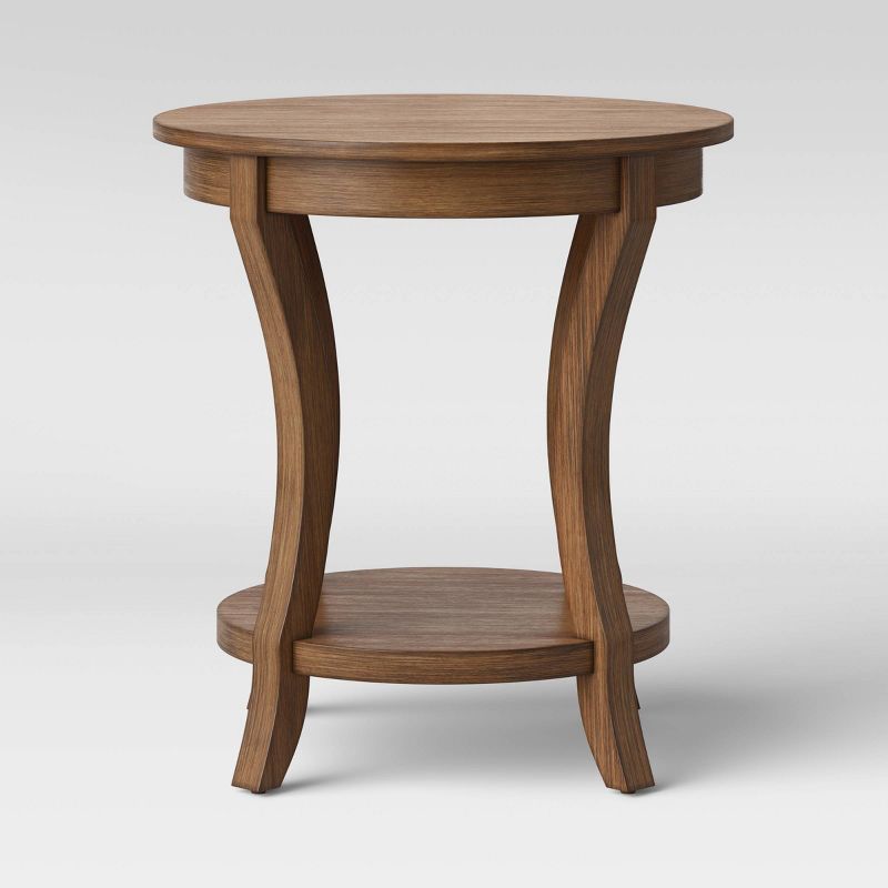 Shelburne Round Wood Accent Table Natural - Threshold&#8482;, 1 of 9
