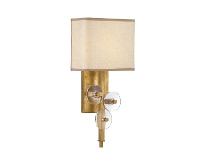 16" Engeared 1 Light Wall Sconce Antiqued Gold Leaf/Gold Fabric - Varaluz