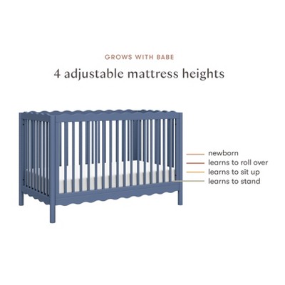 Cove Blue Pine Wood 4-in-1 Convertible Crib with Toddler Bed Kit