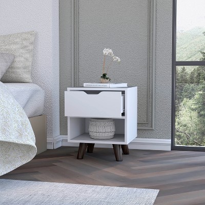 NicBex 19"H Wood Nightstand with Spacious Drawer,Bedside Tables with Open Shelf and Chic Wooden Legs for Bedroom,Living Room