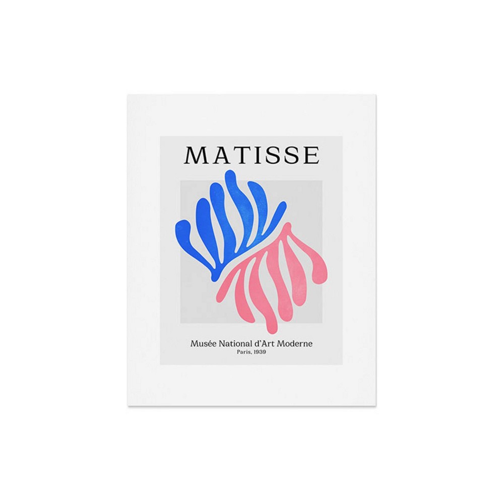 Photos - Wallpaper Deny Designs 16"x20" Ayeyokp Blue Pink Leaves Matisse Unframed Art Print