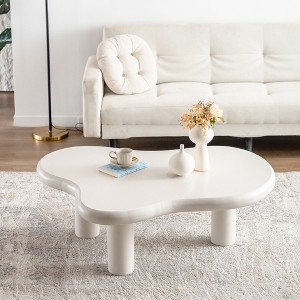 NicBex Irregular Cloud-Shaped Coffee Table for Living Room,Beige White End Table,Small Living Room Furniture - 1 of 4