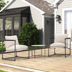 EROMMY Patio Furniture Set, 3-Piece Outdoor Patio Set with Water-Resistant Cushion and Table, Outside Metal Patio Conversation Set - 1 of 3