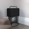 COSCO 5-Piece Folding Vinyl Top TV Tray Set with Storage Rack, Black - 3 of 4