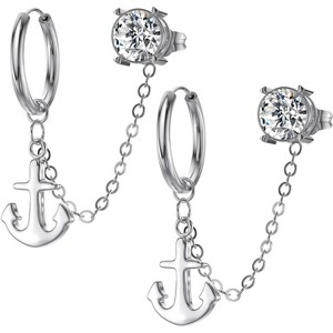 Detachable Double-Piercing Chain Earrings | 14K Gold Plated 316L Surgical Steel - 1 of 4