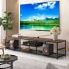 VECELO 3-Tier Industrial TV Stand for TVs Up to 80" Media Console TV Table with Power Outlets & Storage Shelve for Living Room, Bedroom Gray/Brown/Gray - 4 of 4