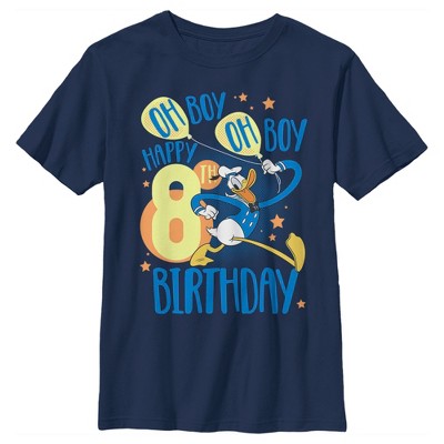 Boy's Disney Donald Duck Oh Boy Happy 8th Birthday T-Shirt
