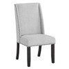 Roundhill Furniture Hirima Modern Elegance Dining Chairs, Light Gray Upholstery with Matte Black Nailhead Trim, Set of 2 - 2 of 4